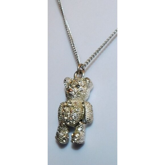 Articulated Rhinestone Bear Pendant Necklace - Picture 6 of 10